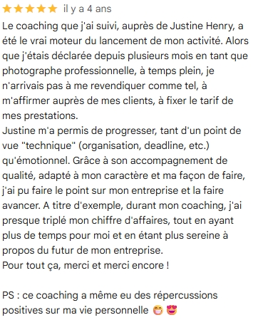 justine henry coach d'entrepreneur